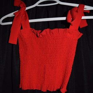 Red Tie Cropped Tank